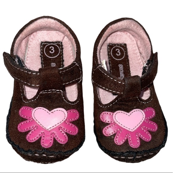 Authentic Infant Girl Footwear, Brown, Sz 3 with Soft Soles - Picture 1 of 12